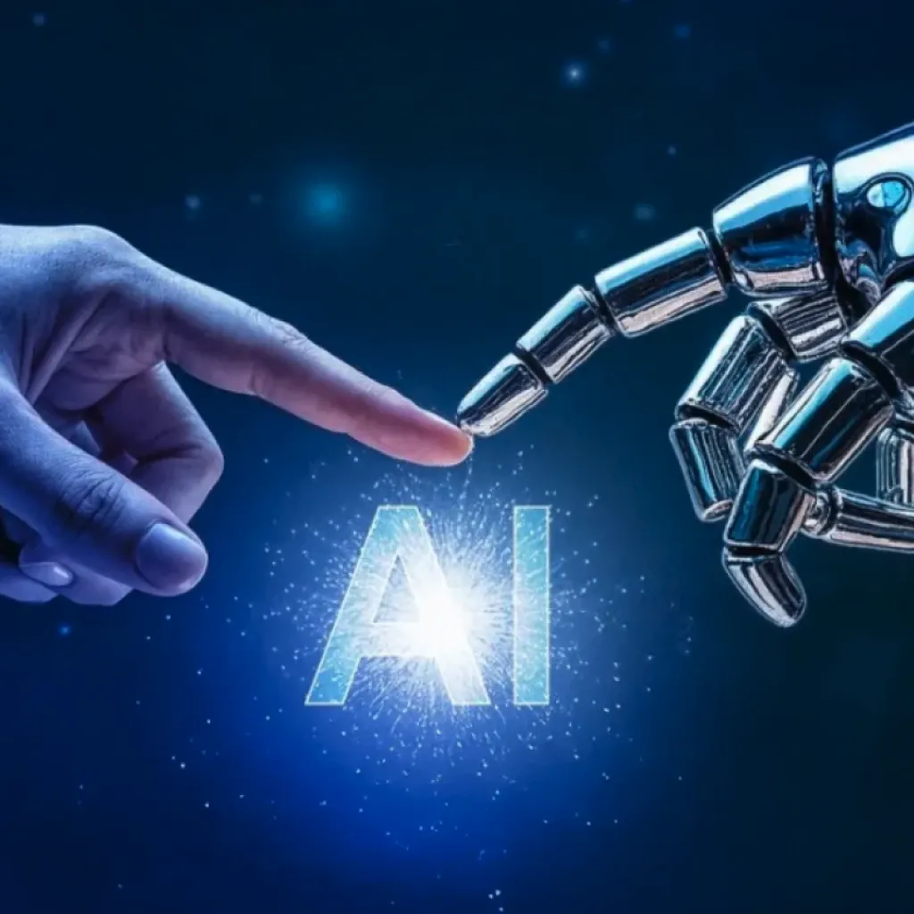 : Rappresentazione concettuale di un agente AI integrato nei sistemi informatici aziendali e flussi di dati strutturati su misura.
