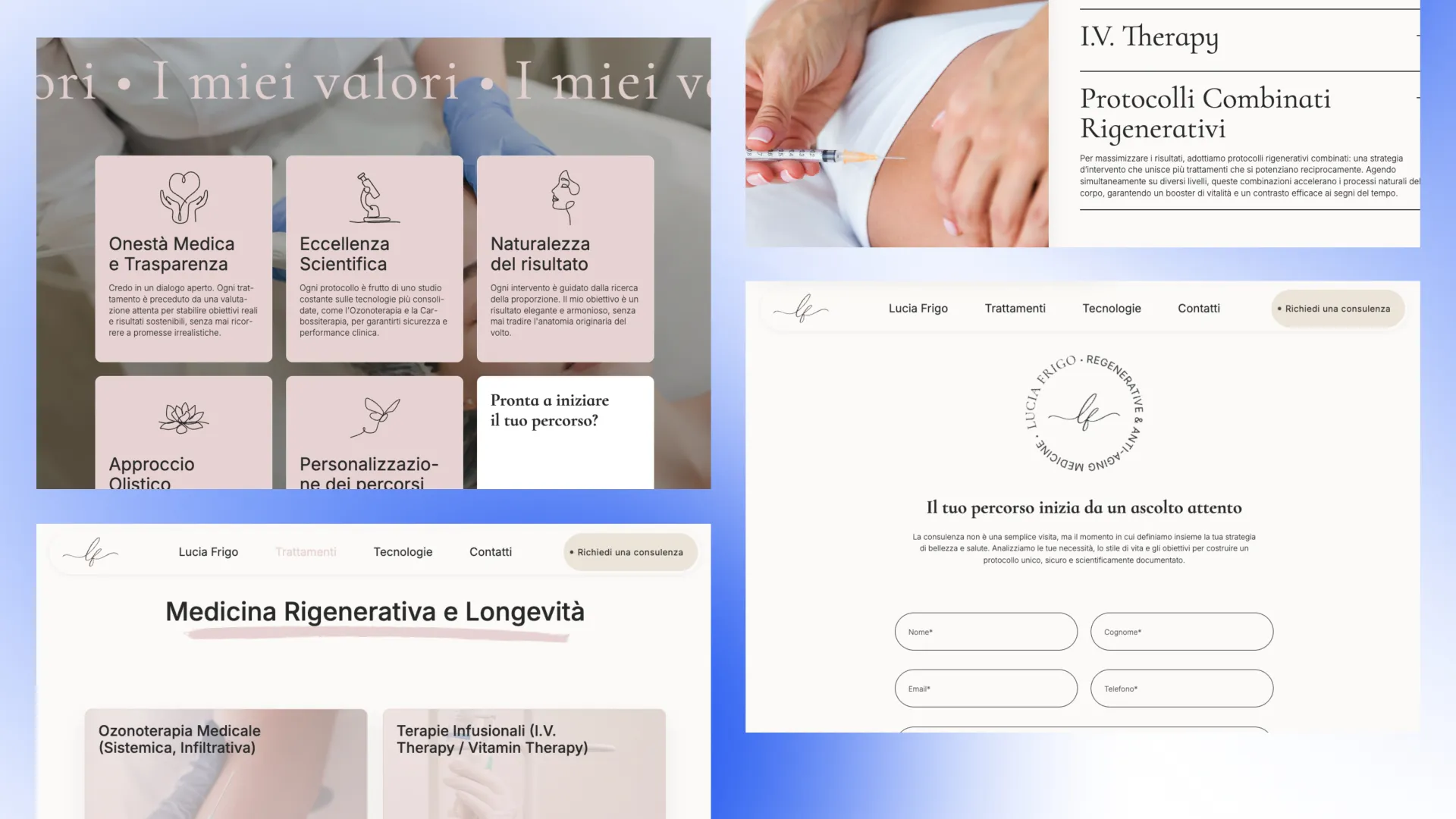 Blue Milk ha realizzato la landing page della Dott.ssa Lucia Frigo, medico di medicina estetica e rigenerativa a Verona: gestione social verso un  personal brand